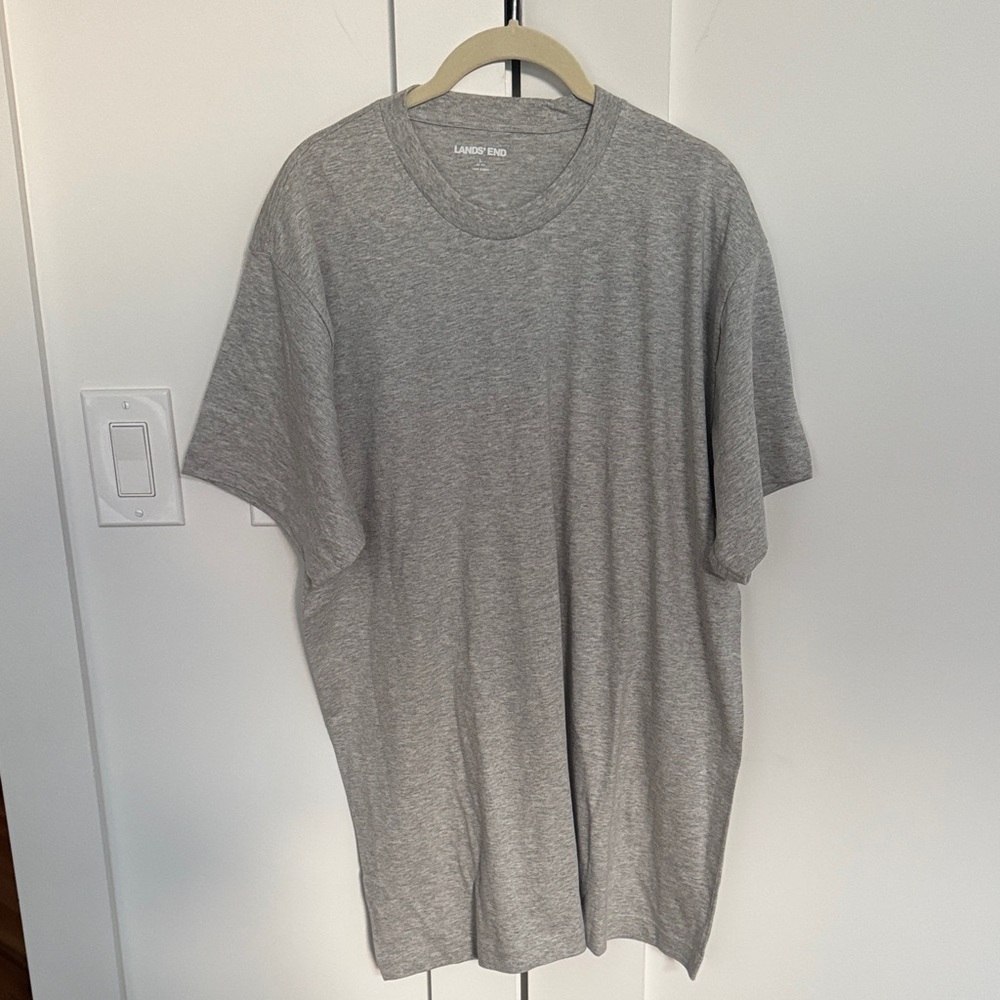 Lands' End Men's Short Sleeve Crewneck T-Shirt - Heather Gray Pack of 2